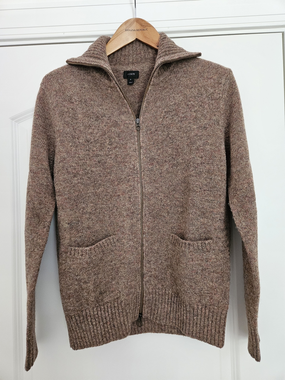 J. Crew Men's Wool Brown Full‑Zip Sweater